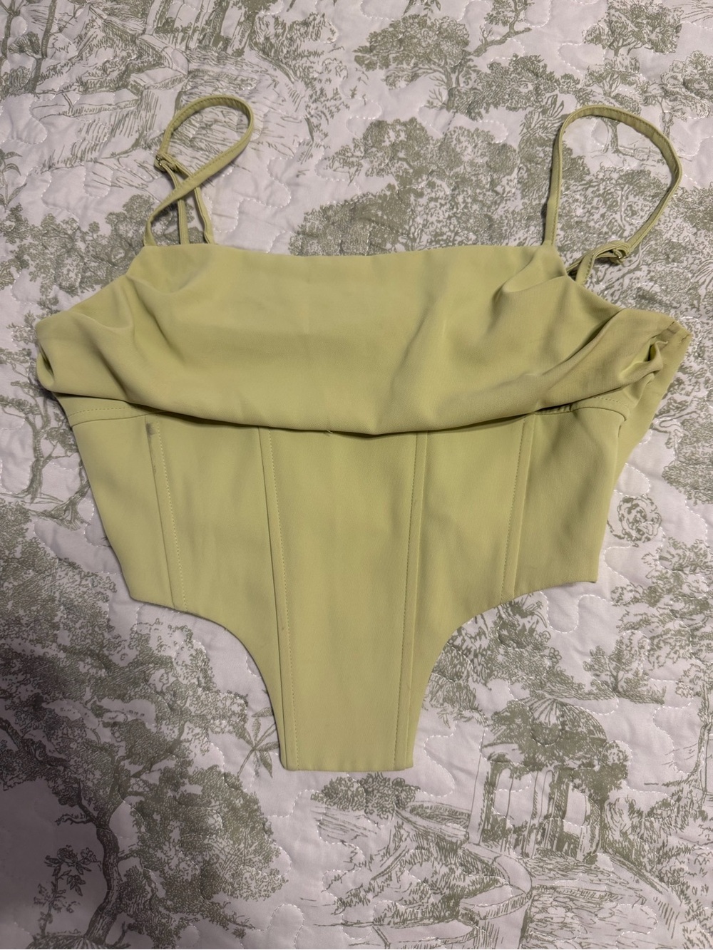 Lime Green Corset Bodysuit with Spaghetti Straps